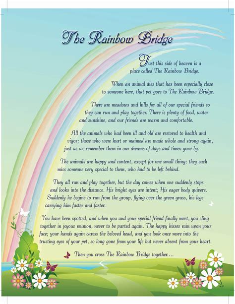 Free Printable Rainbow Bridge Poem Pdf